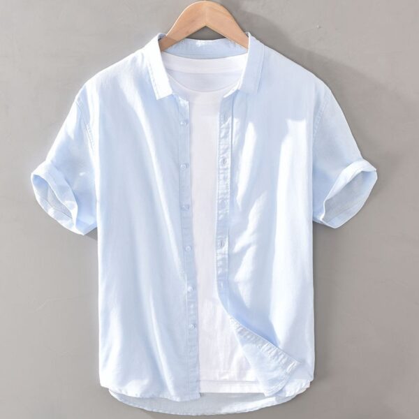 Camisa de Hombre de Manga Corta en Lino y Algodón - Imagen 5