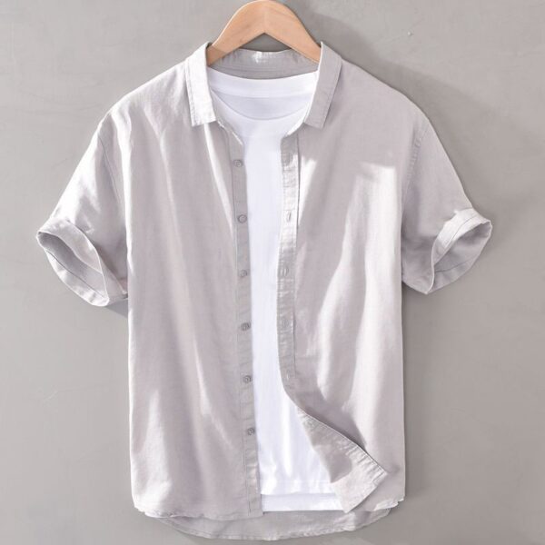 Camisa de Hombre de Manga Corta en Lino y Algodón - Imagen 2