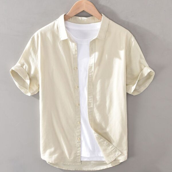 Camisa de Hombre de Manga Corta en Lino y Algodón - Imagen 3