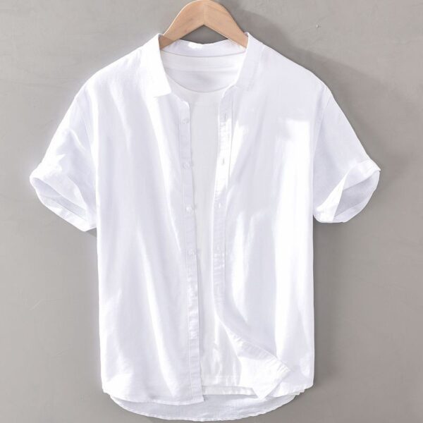 Camisa de Hombre de Manga Corta en Lino y Algodón - Imagen 4