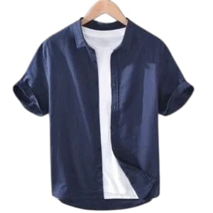 Camisa de Hombre de Manga Corta en Lino y Algodón