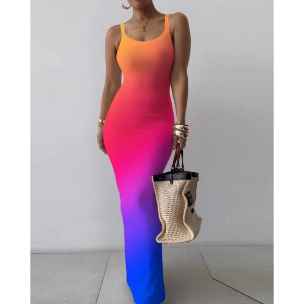 Vestido Largo de Tirantes en Tejido de Punto Acrílico - Imagen 5