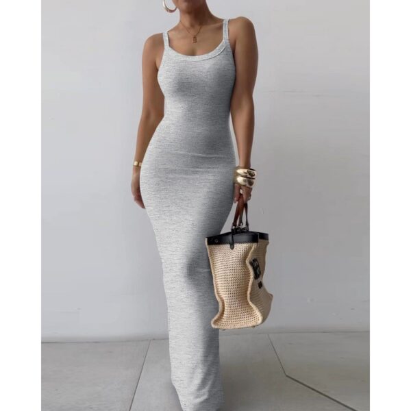 Vestido Largo de Tirantes en Tejido de Punto Acrílico - Imagen 6