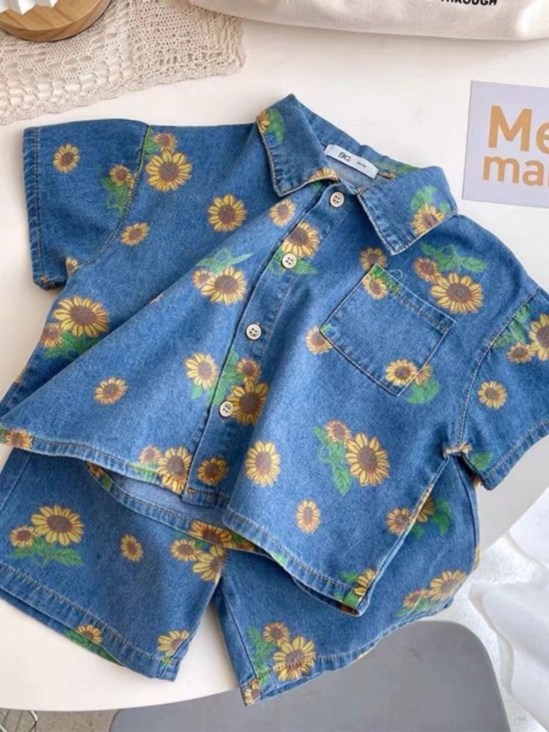 🌻 Conjunto Vaquero con Girasoles para Niño y Niña
