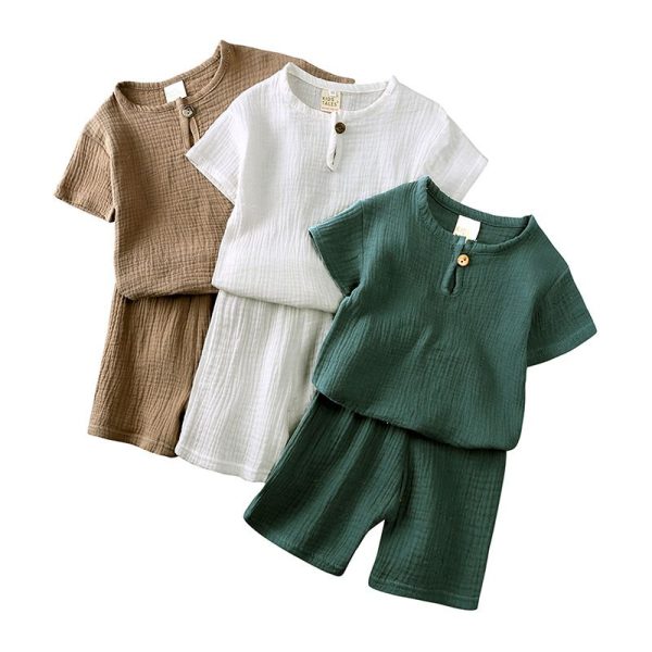 Conjunto de niño de algodón con botones