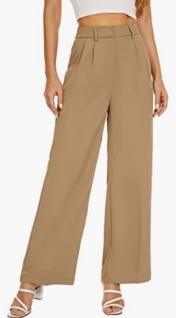 Pantalón ancho liso mujer cintura alta - Imagen 4