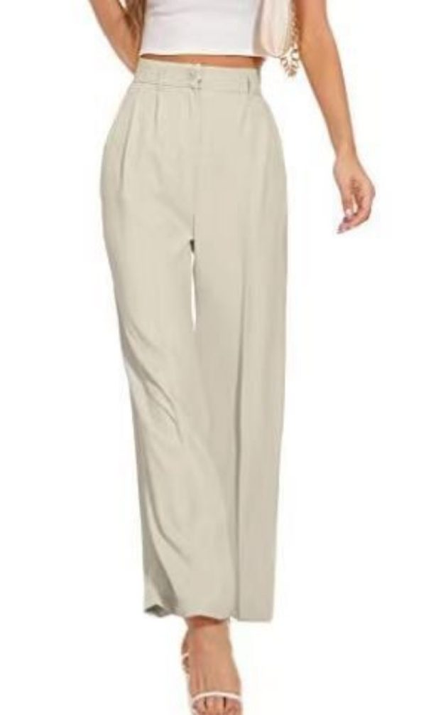 Pantalón ancho liso mujer cintura alta - Imagen 10