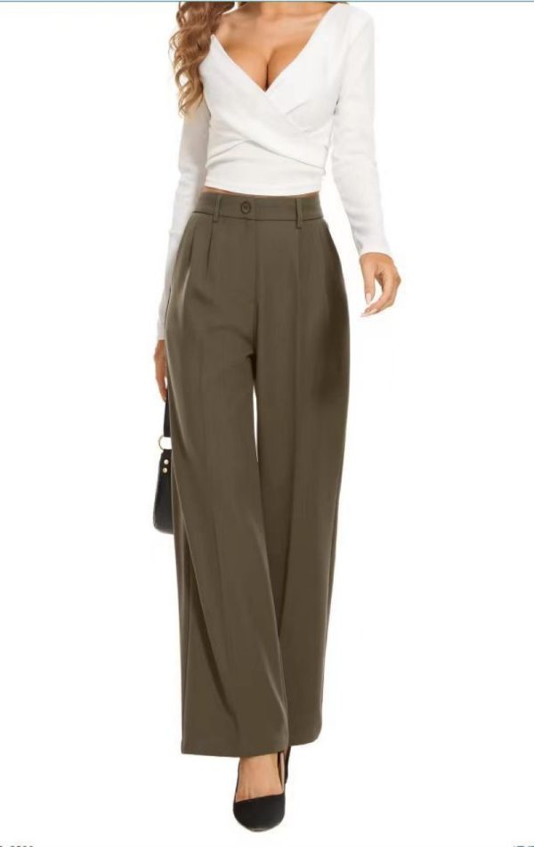 Pantalón ancho liso mujer cintura alta