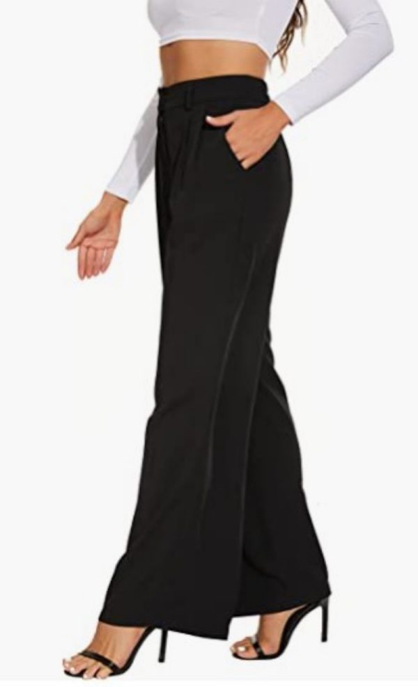 Pantalón ancho liso mujer cintura alta - Imagen 2