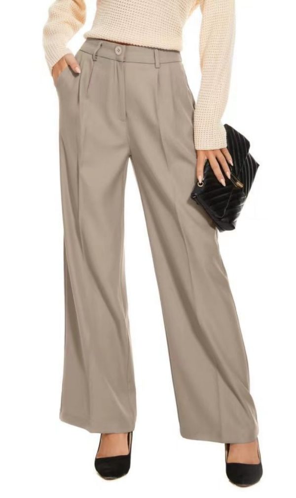 Pantalón ancho liso mujer cintura alta - Imagen 9
