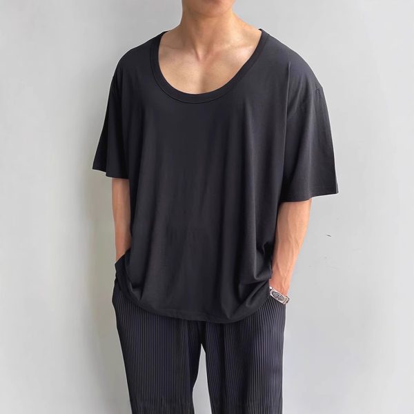 👕 Camiseta de Hombre de Manga Corta con Cuello Holgado