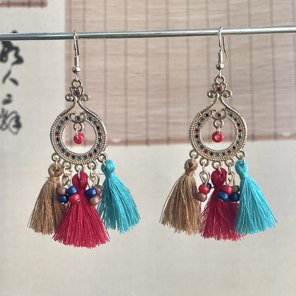 Pendientes con borlas étnicos mujer - Imagen 6