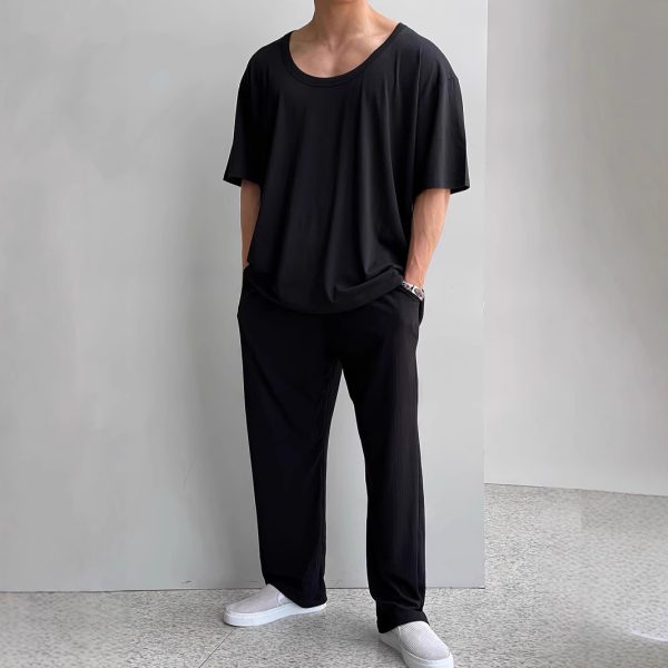 👕 Camiseta de Hombre de Manga Corta con Cuello Holgado - Imagen 2
