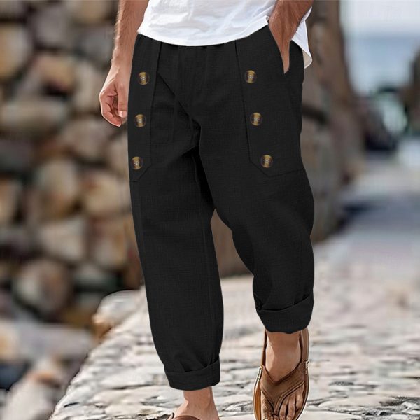 🧵 Pantalones Holgados de Lino y Algodón para Hombre - Imagen 2