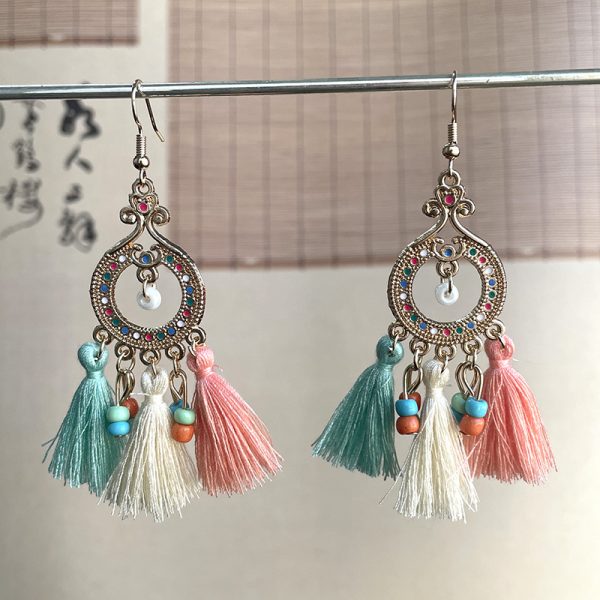 Pendientes con borlas étnicos mujer - Imagen 2