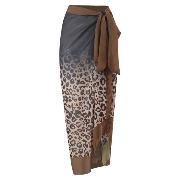 Traje de baño de dos piezas con pareo y estampado animal print para mujer - Imagen 3