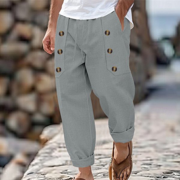 🧵 Pantalones Holgados de Lino y Algodón para Hombre - Imagen 3