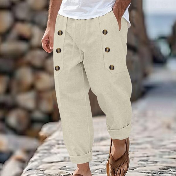 🧵 Pantalones Holgados de Lino y Algodón para Hombre - Imagen 4