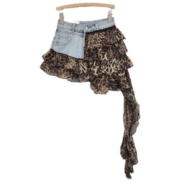 🖤 Falda Pantalón Denim Animal Print