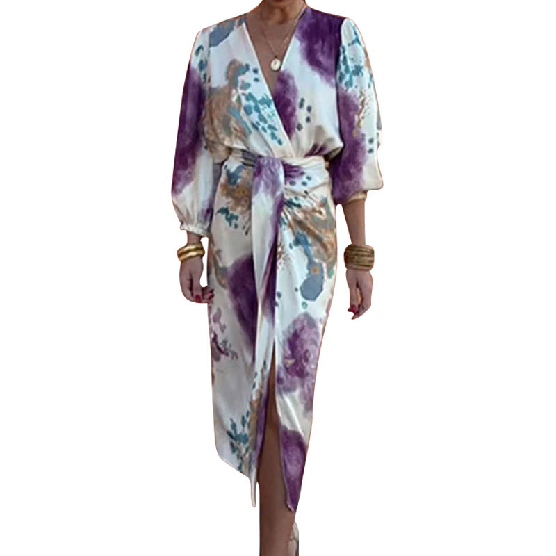 👗 Vestido Elegante con Cuello en V y Abertura en la Falda – Para Eventos | Hasta la Talla 3XL