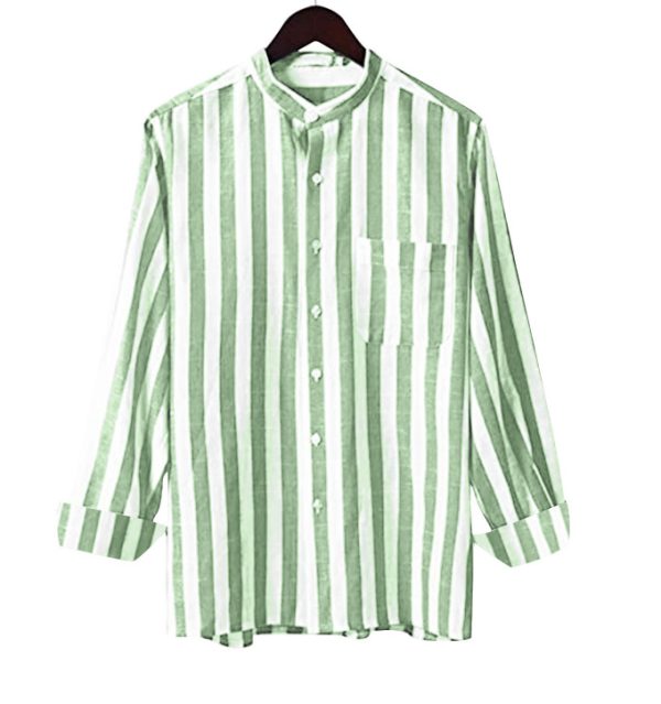 👔 Camisa Holgada de Hombre a Rayas – Con Cuello Solapa o Mao | Hasta la Talla 4XL - Imagen 6