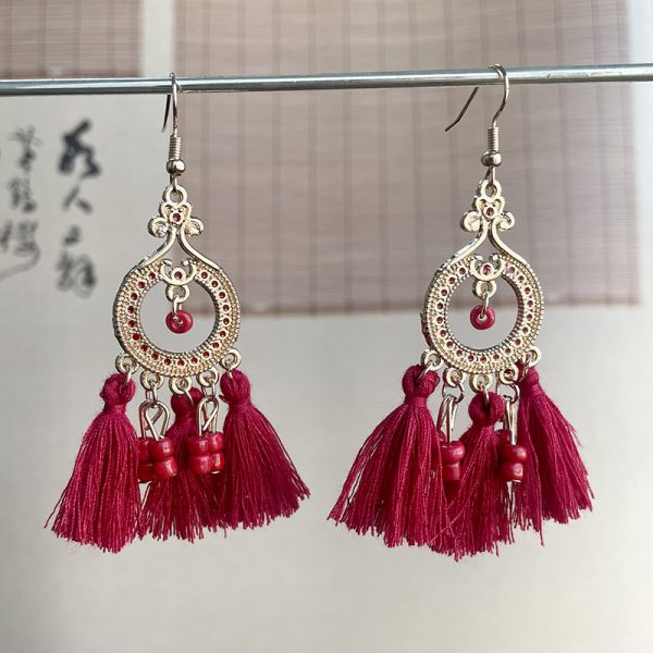 Pendientes con borlas étnicos mujer - Imagen 5