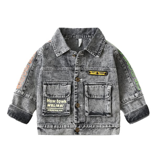 Chaqueta vaquera infantil negra vintage – algodón, tallas 100 a 140 cm