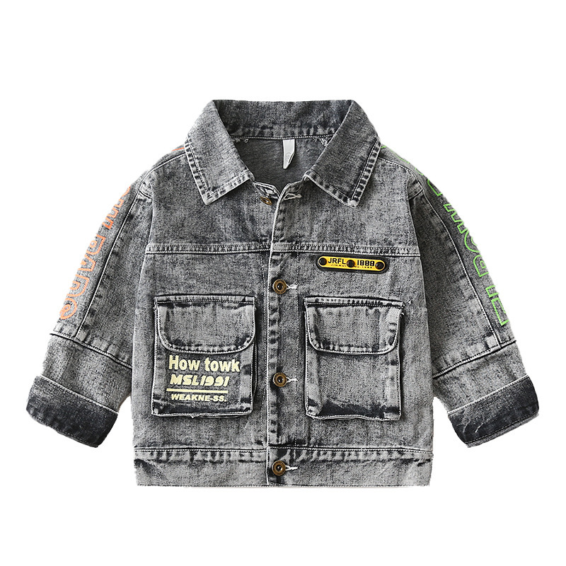 Chaqueta vaquera infantil negra vintage – algodón, tallas 100 a 140 cm