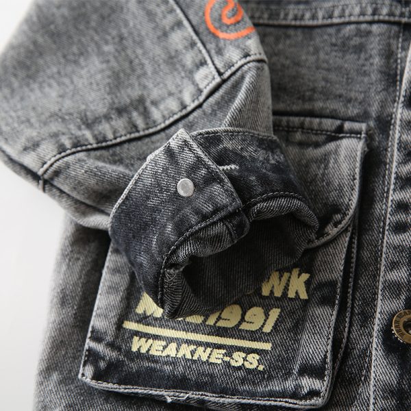 Chaqueta vaquera infantil negra vintage – algodón, tallas 100 a 140 cm - Imagen 4