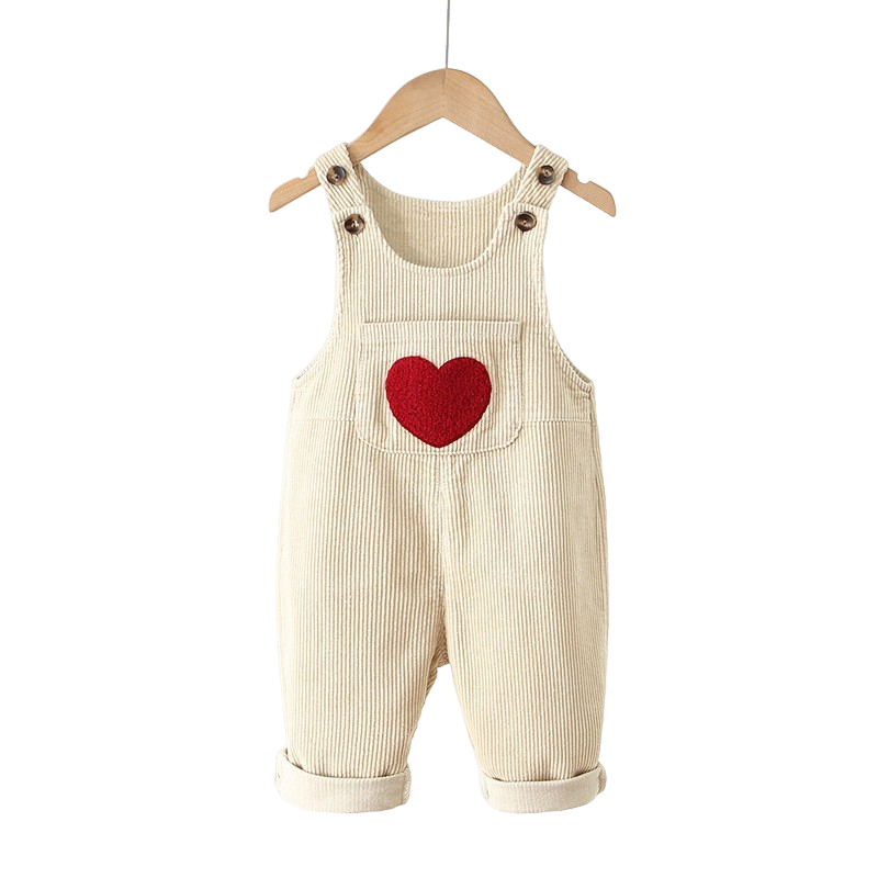 Mono de Pana con Tirantes y Corazón Bordado – Tallas 73-105 cm