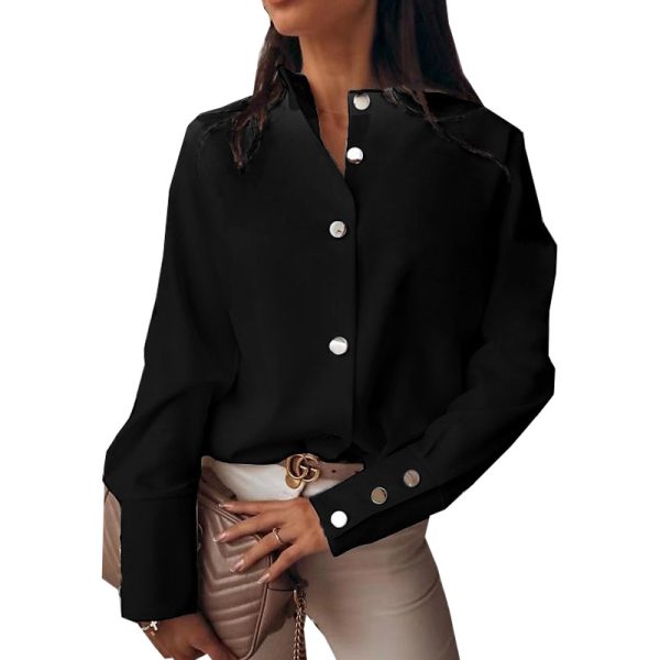 Camisa mujer cuello caja, botones grandes & puño largo – Hasta 3XL - Imagen 7