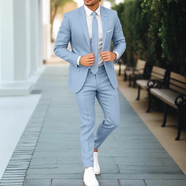 🕴️ Traje Chaqueta de Hombre de Lino con Cuello Plano – Dos Piezas | Hasta la Talla 6XL - Imagen 6