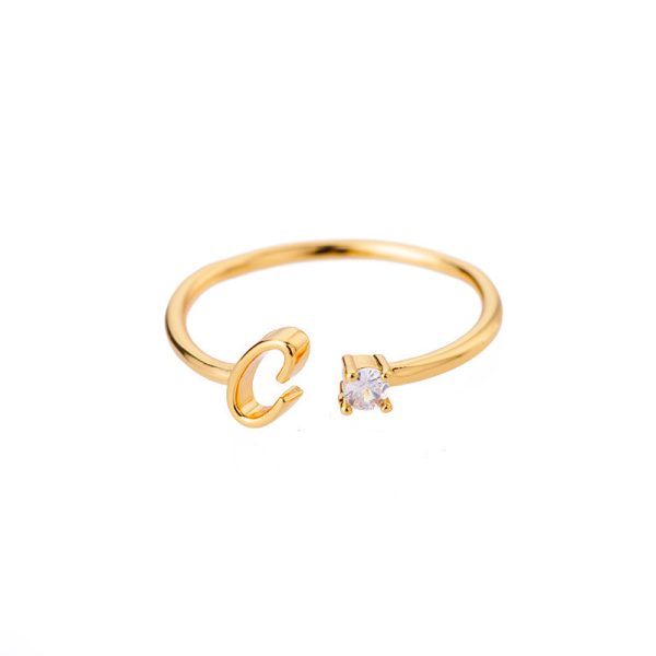 Anillo Ajustable en Cobre con Perla e Inicial Creativa – Oro y Plata - Imagen 9