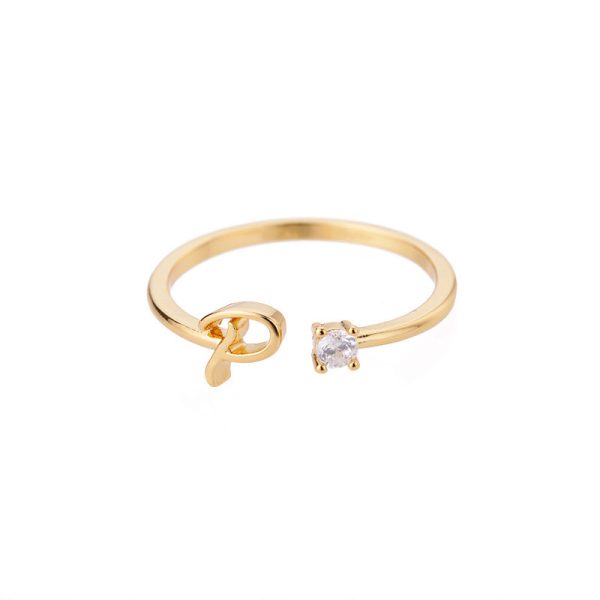 Anillo Ajustable en Cobre con Perla e Inicial Creativa – Oro y Plata - Imagen 3