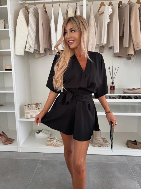 Mono corto mujer escote en V y lazo cintura – 5 colores • Hasta 3XL - Imagen 4