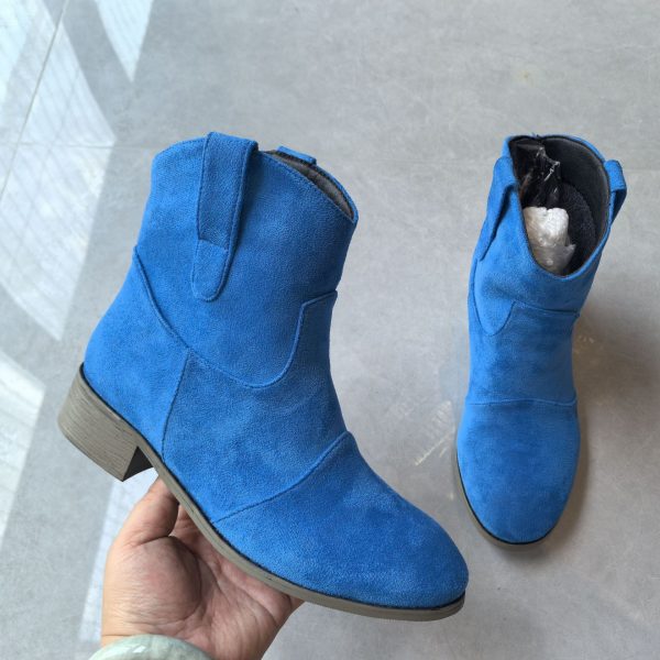 Botines de Terciopelo Sintético de Caída Media – Tacón Bajo • Tallas 34–48 - Imagen 5