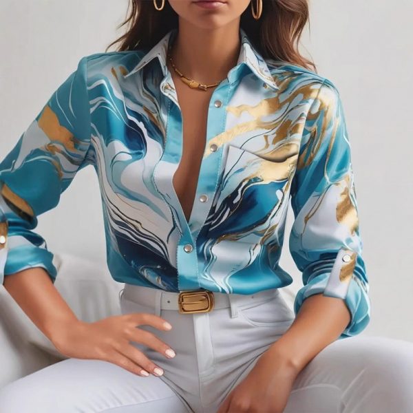 👚 Camisa Estampada de Mujer – Elegancia Sofisticada para Cada Ocasión | Hasta la Talla 2XL - Imagen 2