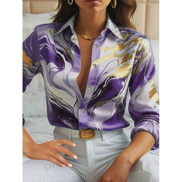 👚 Camisa Estampada de Mujer – Elegancia Sofisticada para Cada Ocasión | Hasta la Talla 2XL - Imagen 3