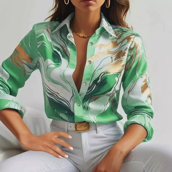 👚 Camisa Estampada de Mujer – Elegancia Sofisticada para Cada Ocasión | Hasta la Talla 2XL - Imagen 4