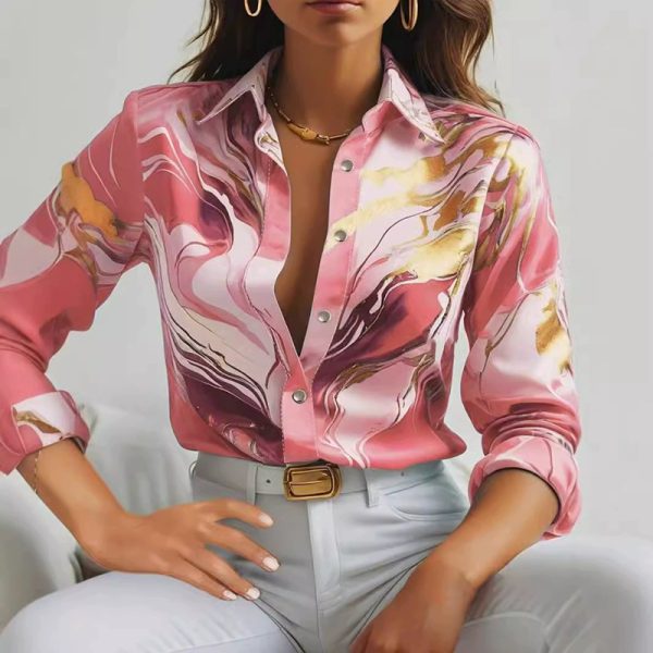 👚 Camisa Estampada de Mujer – Elegancia Sofisticada para Cada Ocasión | Hasta la Talla 2XL - Imagen 5