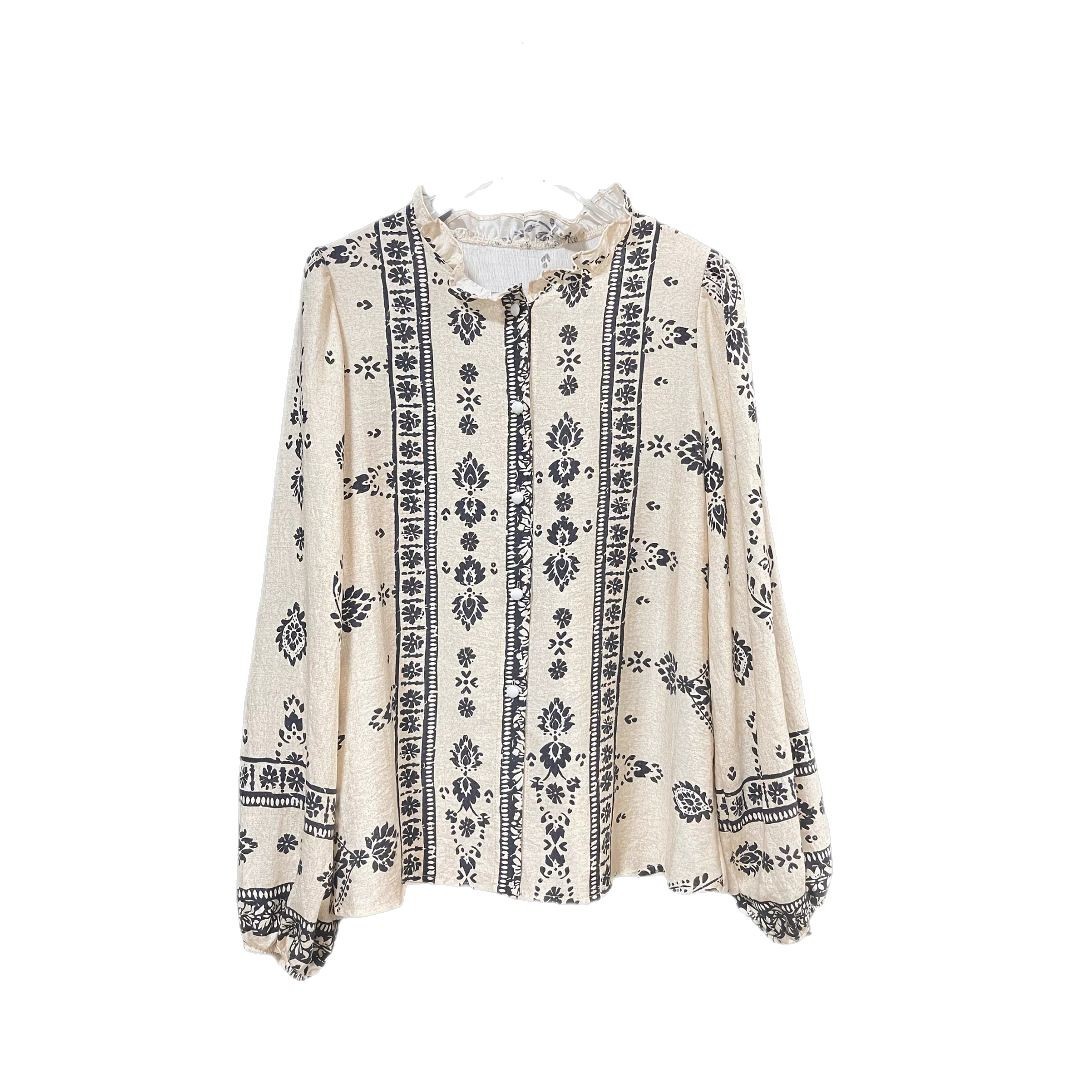 Camisa elegante de mujer manga larga – estilo moderno con cuello mao