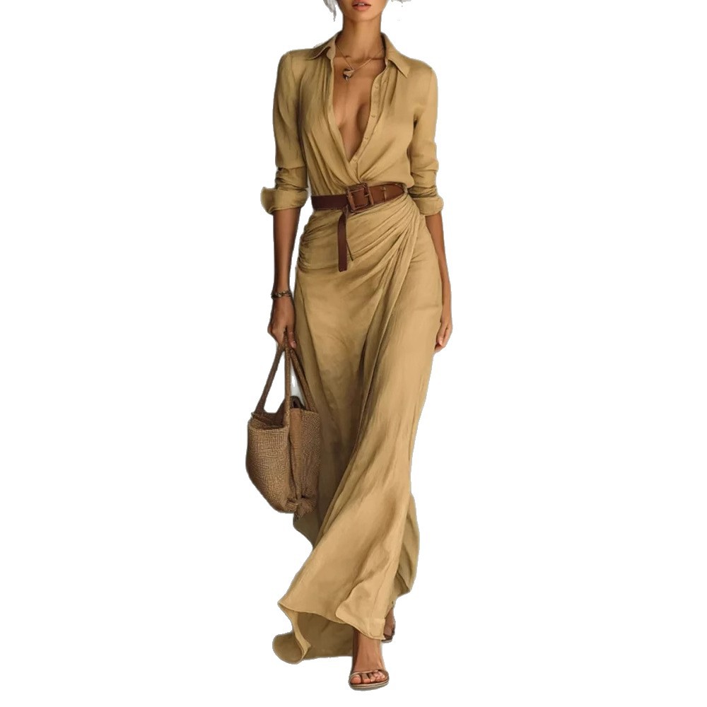Vestido Largo de Mujer con Cuello Camisero – Estilo Casual y Ligereza Todo el Día